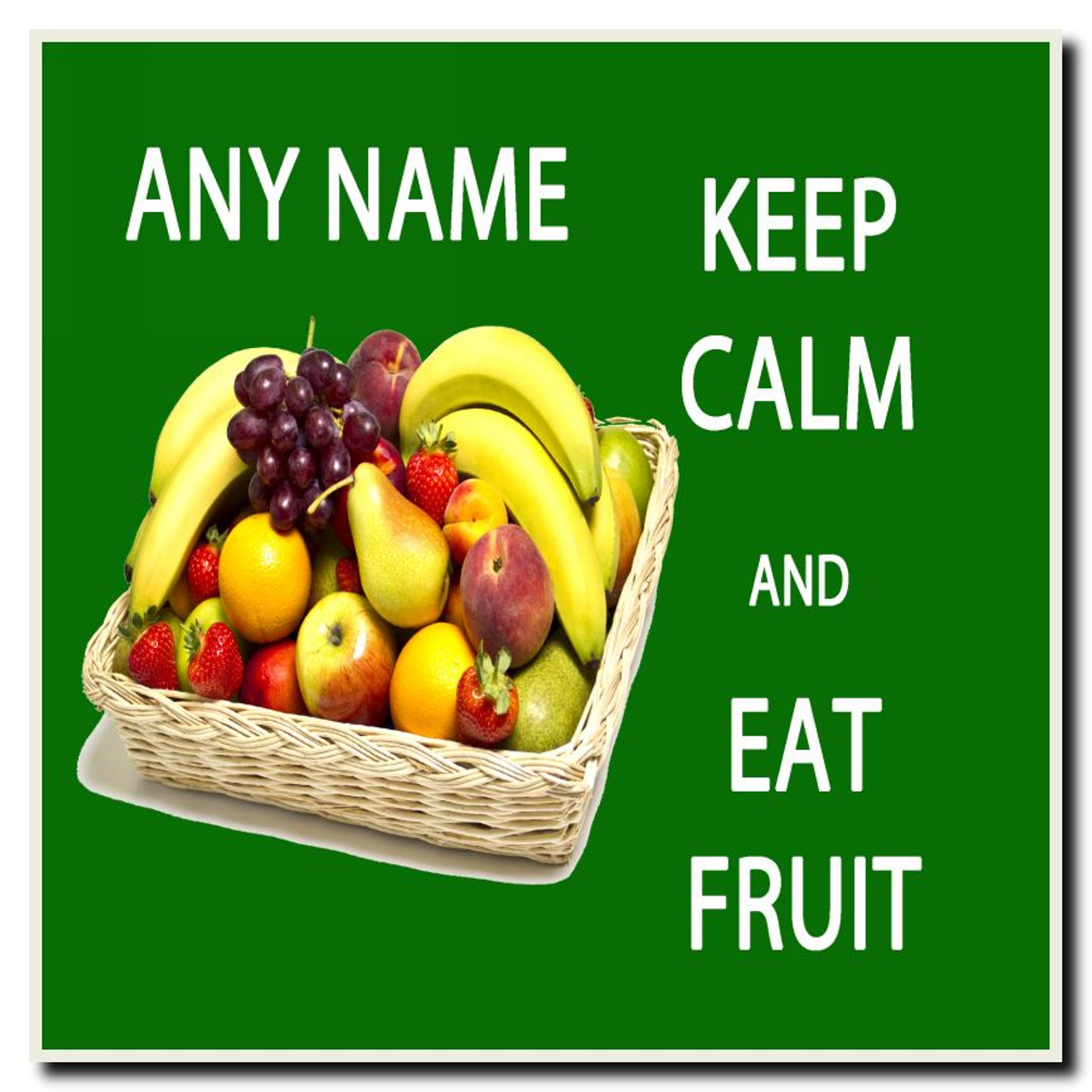 Keep Calm And Eat Fruit Personalised Drinks Mat Coaster