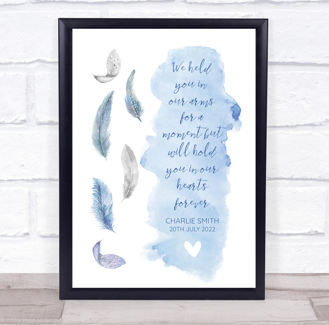 Baby Loss Miscarriage Infant Child Memorial Quote Blue Feathers