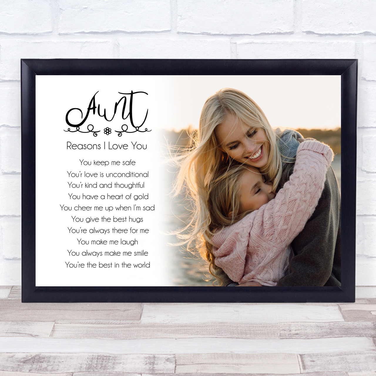 Reasons I Love You Aunt Photo Personalised Gift Art Print The