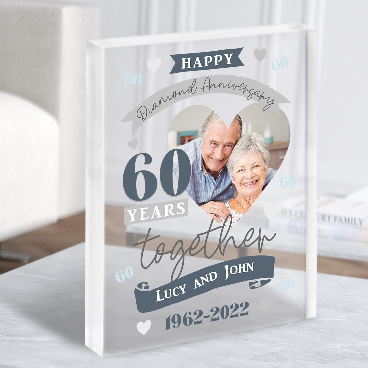 60th Anniversary Gifts, Grandparents 60 Year Anniversary Gift, Parents 60th  Present, Special Dates, Grandma and Grandpa Diamond Years Days - Etsy