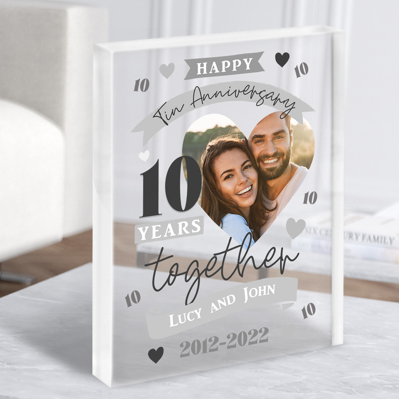 10 Years Together 10th Wedding Anniversary Tin Photo Gift Acrylic