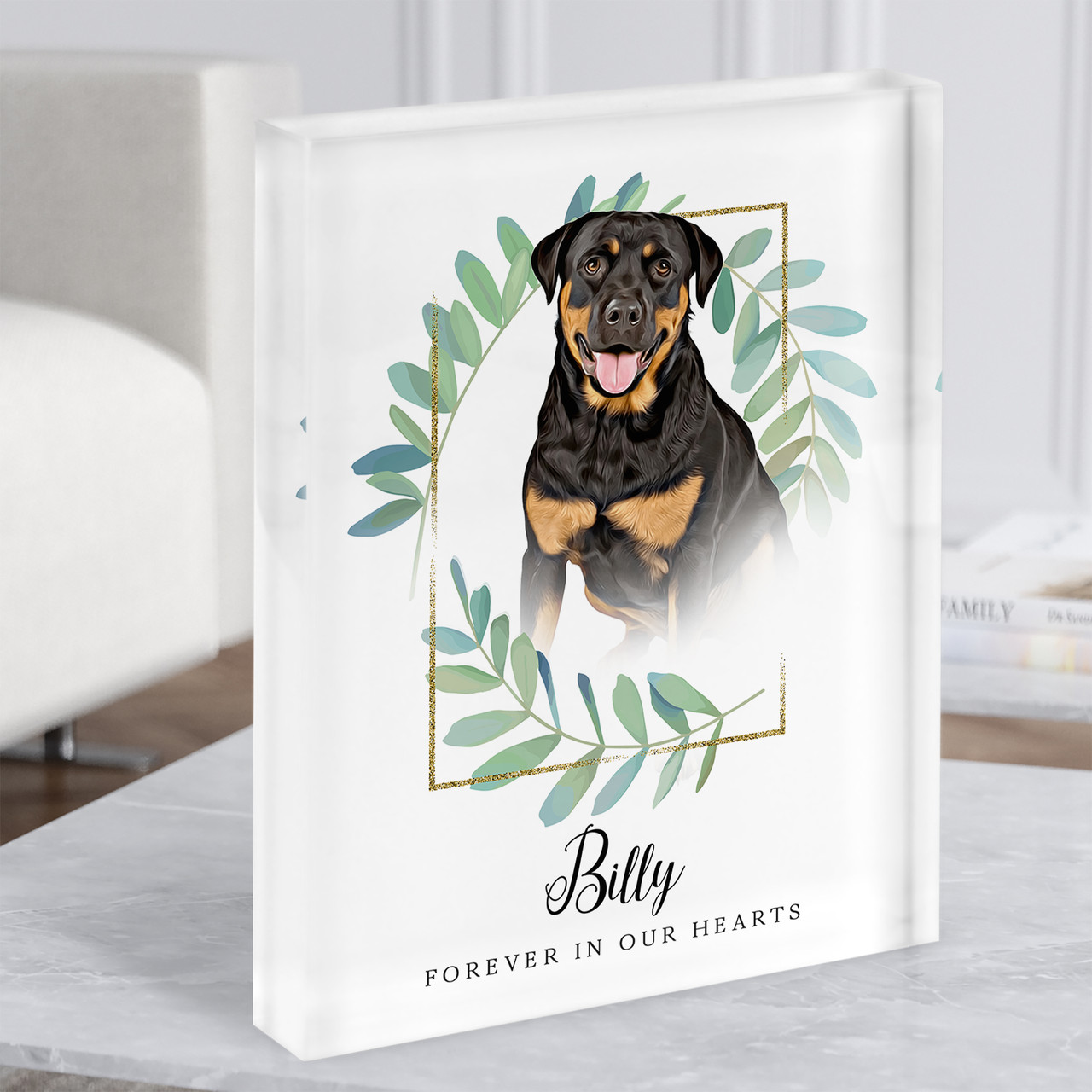 Rottweiler Pet Dog Memorial Forever In Our Hearts Gift Acrylic - Main Image