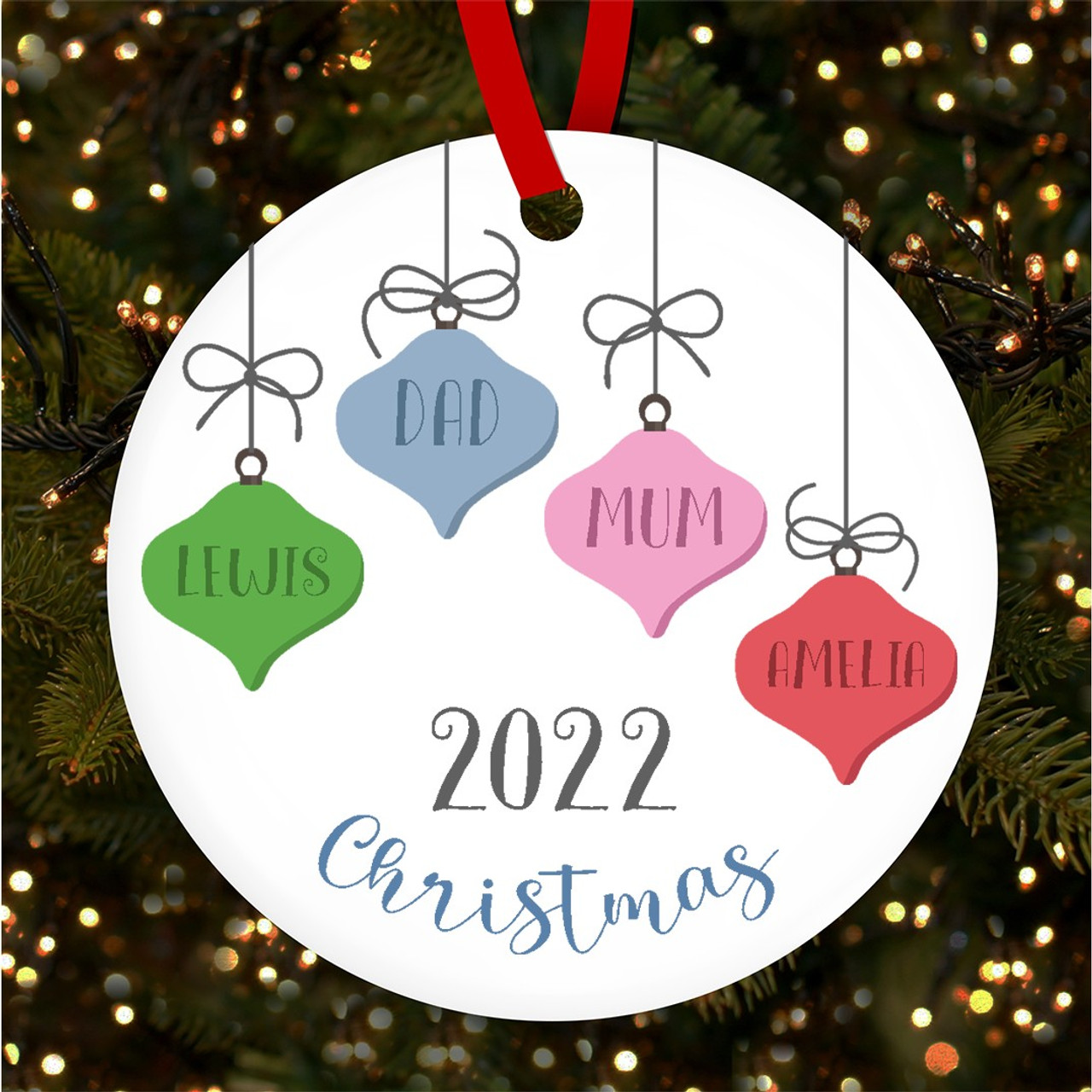 Family Names Colours Year Round Personalised Christmas Tree ...