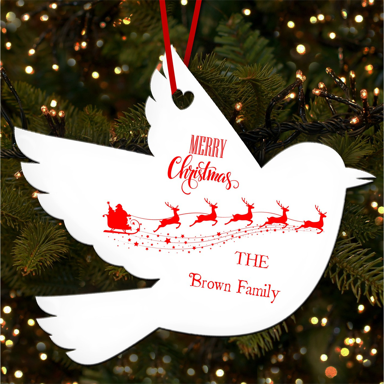 Family Name Santa Sleigh Robin Personalised Christmas Tree ...