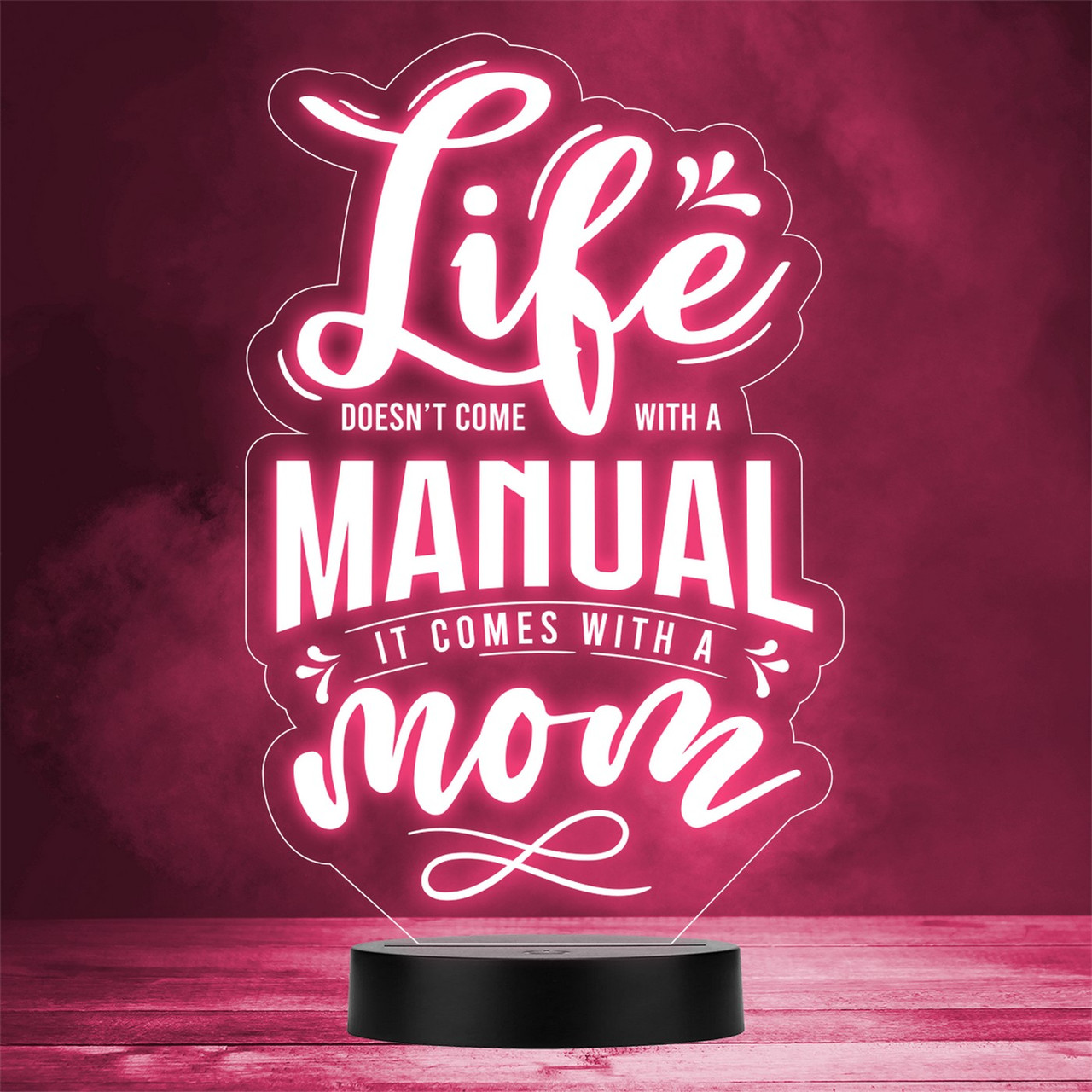 Life Manual Funny Mum Sign Quote Personalised Gift Colour Change LED Night  Light - The Card Zoo