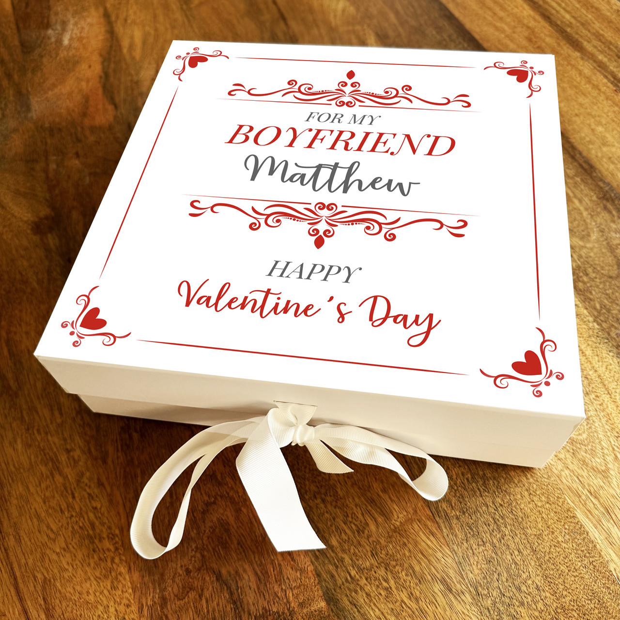 Boyfriend Red Heart Frame Personalised Square Valentine's Day Keepsake Gift  Box - The Card Zoo