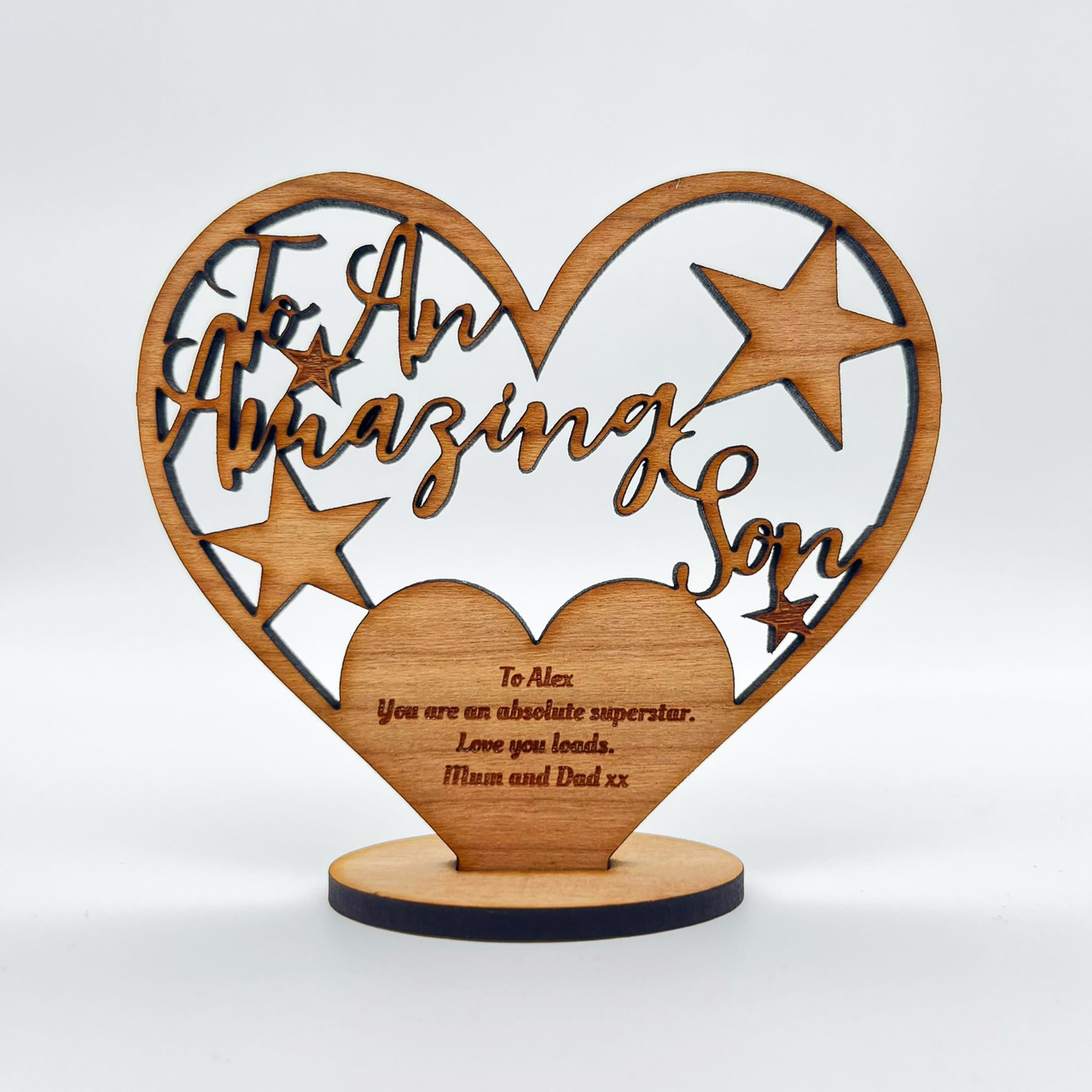 To An Amazing Son Stars Birthday Heart Engraved Keepsake