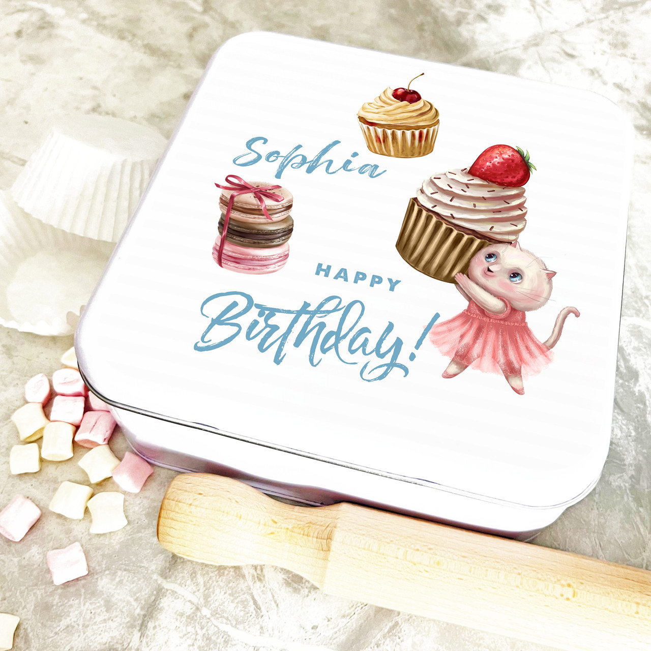 Personalised Floral Cake Tin | Clouds and Currents