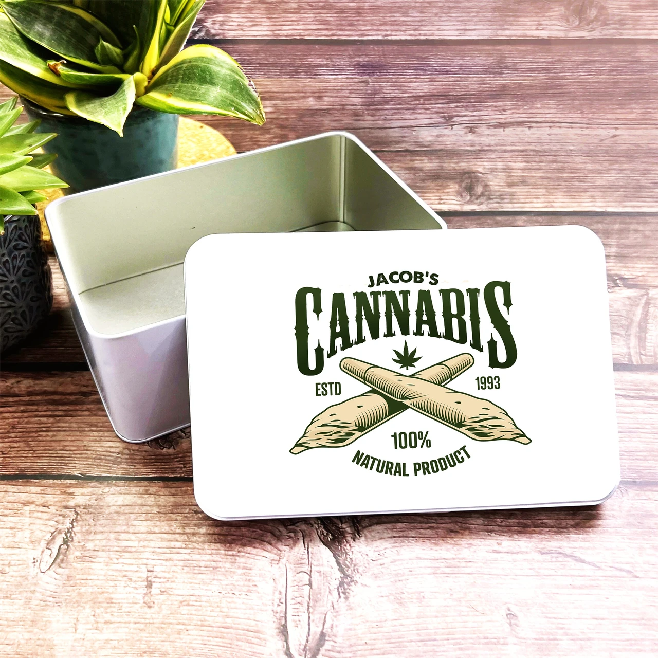 Cannabis Storage Vintage Spliff Rollup Personalised Weed Stash Tin 