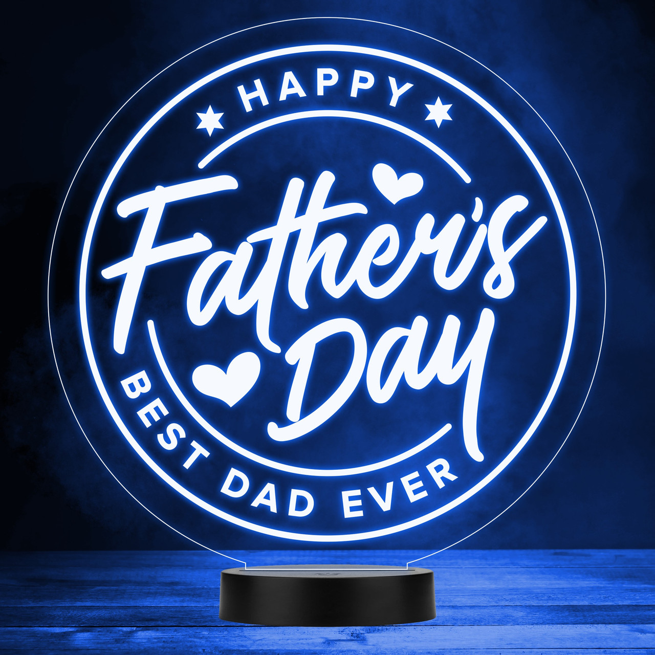 Happy Father's Day Round Hearts Best Dad Ever LED Colour Night Light ...