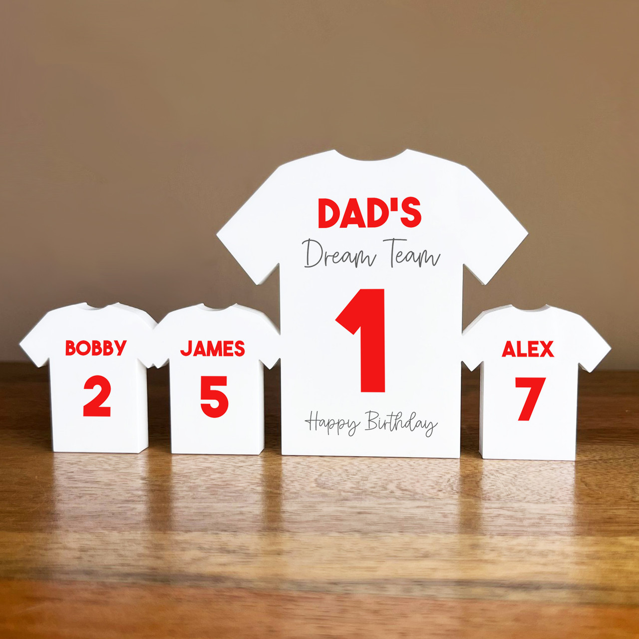 Dad's Dream Team Birthday Football Red Shirt Family 3 Small