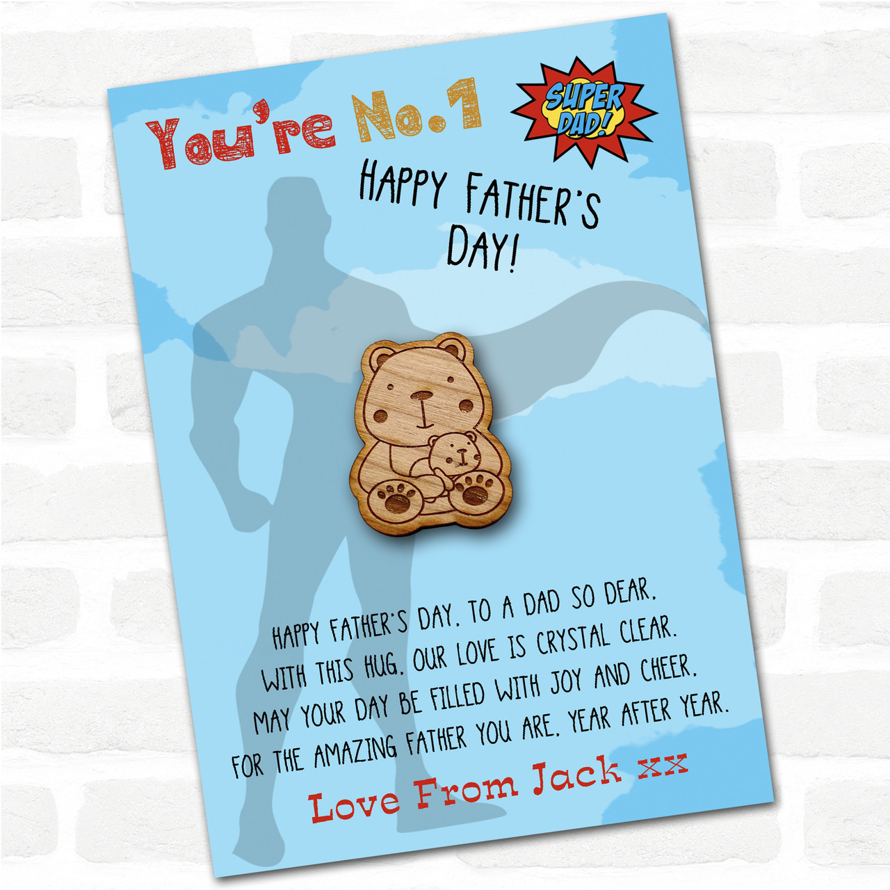 Parent Baby Bear Superhero Dad Father's Day Personalised Gift