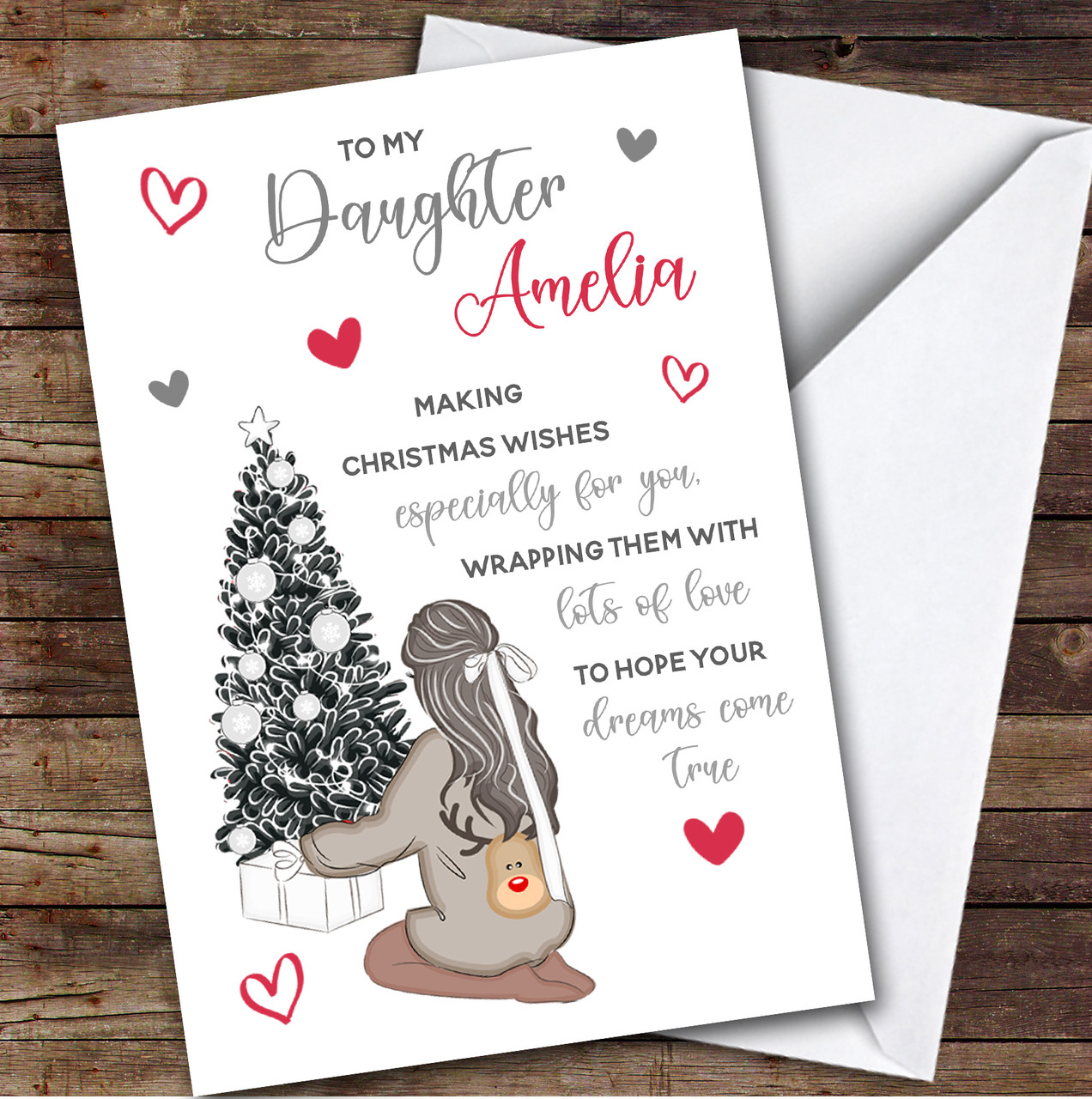 to my daughter girl custom greeting personalised christmas card