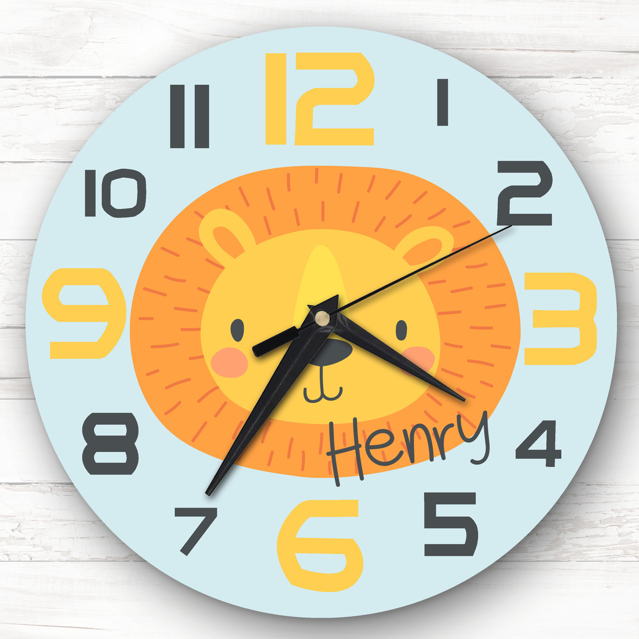 Kids Room Cute Lion Face Custom Gift Personalised Clock The Card Zoo