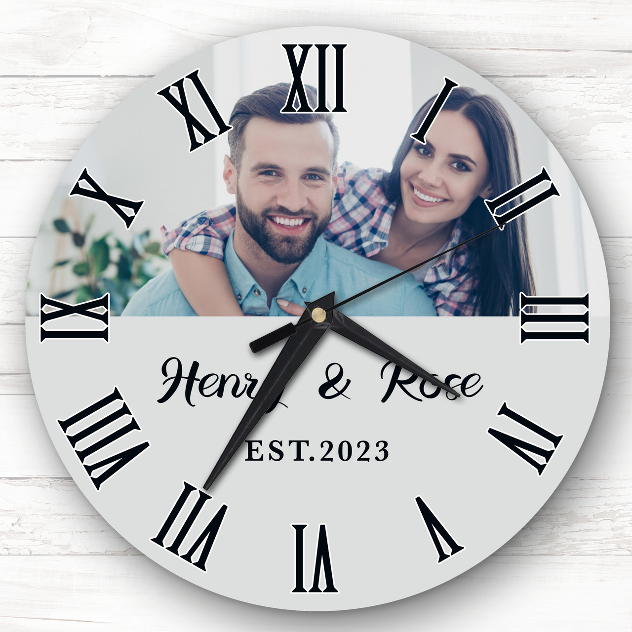 1st Wedding Anniversary Gift Personalised Engraved Grey Mantel Clock First  Year | eBay