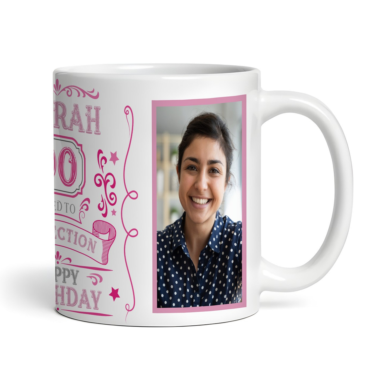 90th Birthday Gift Aged To Perfection Pink Photo Tea Coffee Personalised Mug  - The Card Zoo