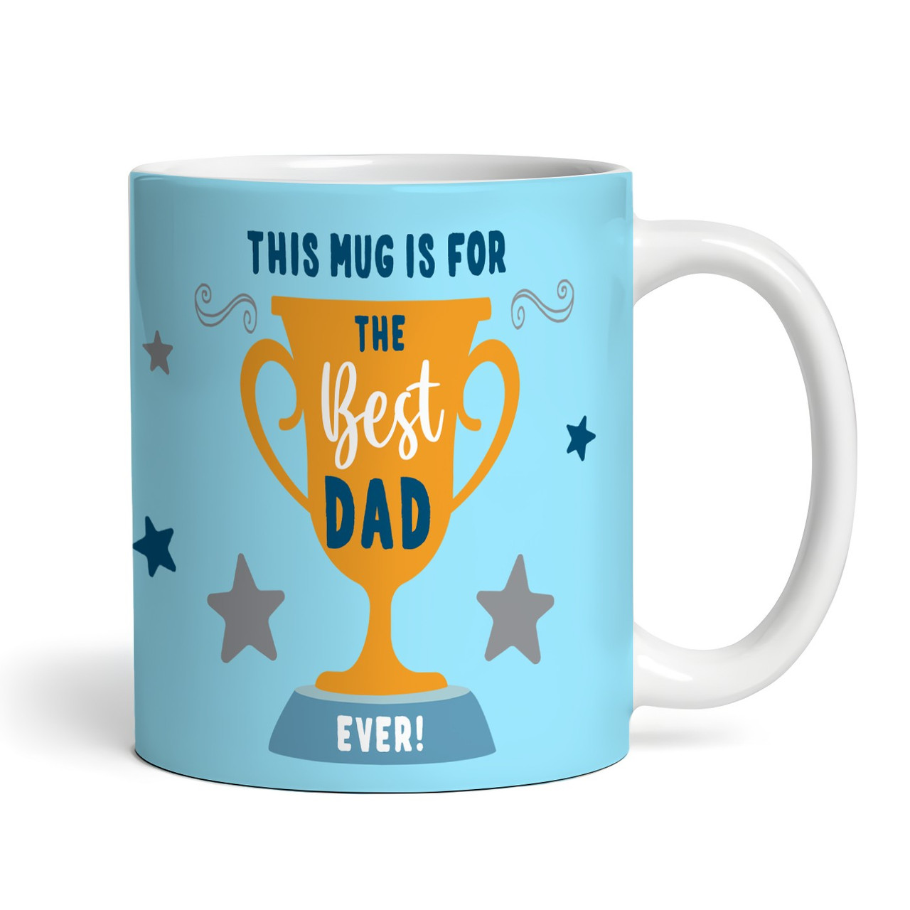 Best Dad Gift Trophy Photo Blue Tea Coffee Personalised Mug The