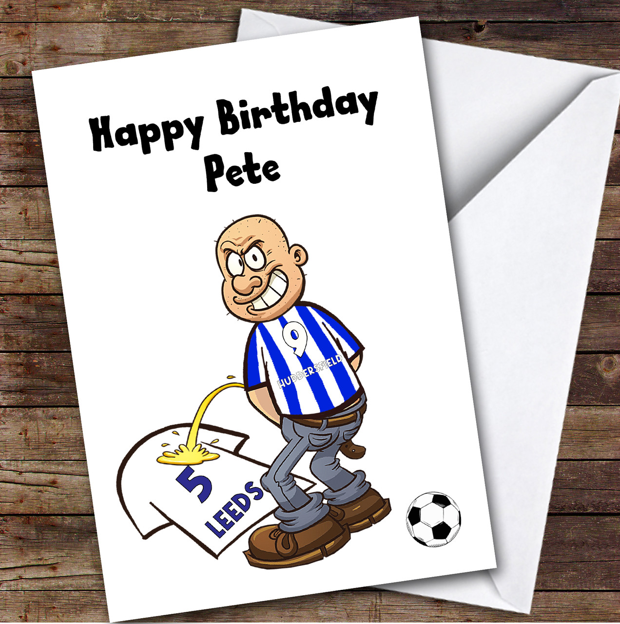 Biglietto Di Auguri Jonny Javelin Per Uomo, Tema Leeds United Football – 'To Leeds No.1 Fan', Con Foglia Argentata E Inserto Illustrato, 188x140 Mm