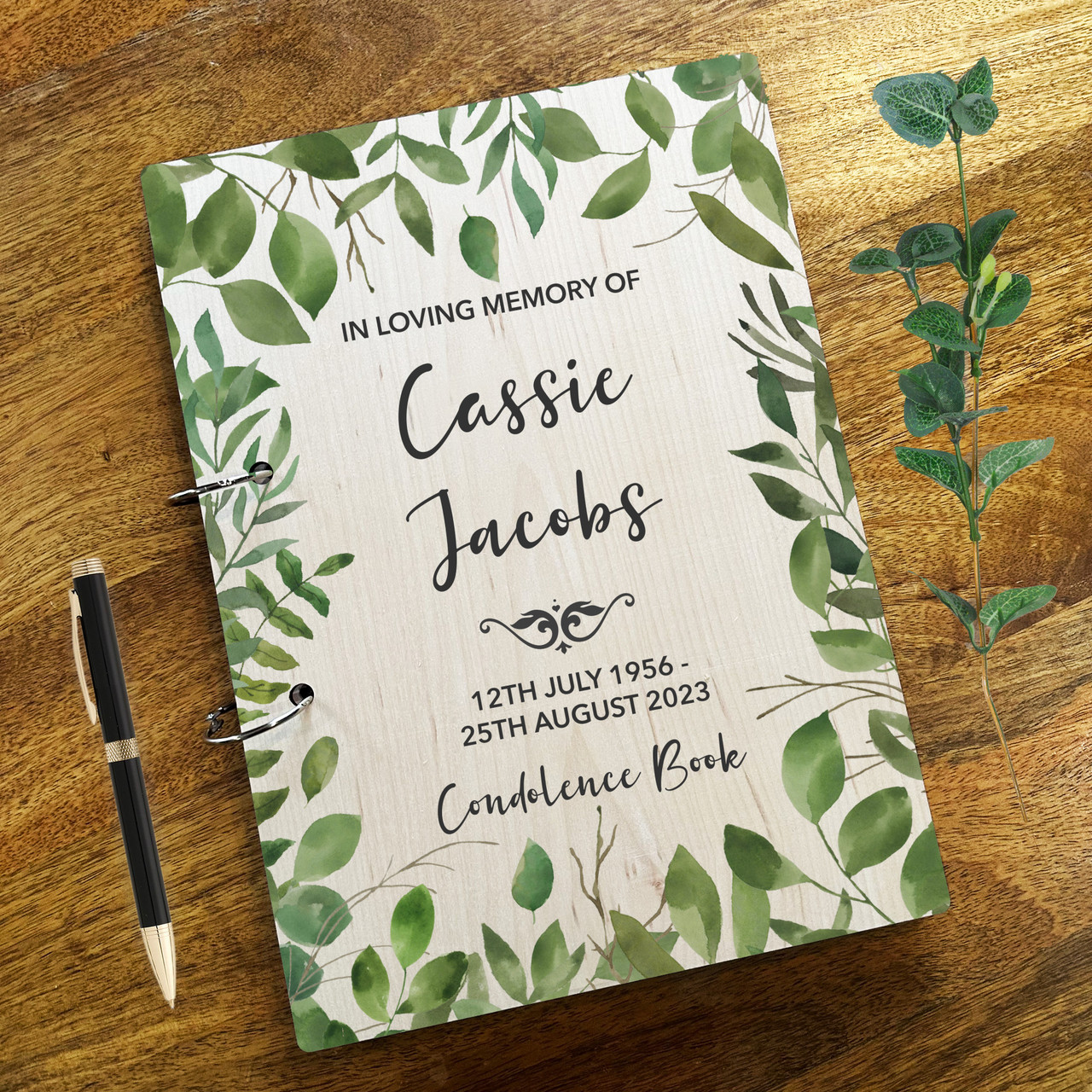 Personalised Funeral Memorial Book - A4 Guest Book With Photo On Cover, 80 Lined Pages For Condolences & Memories, Hard Cover