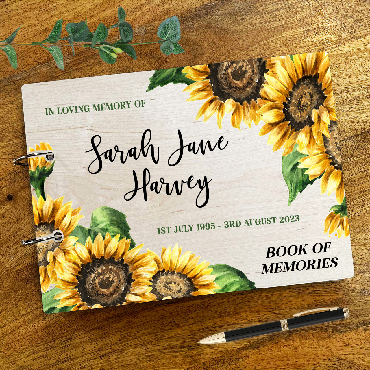 Vintage Sunflower Corners Memorial In Loving Memory Photo Album