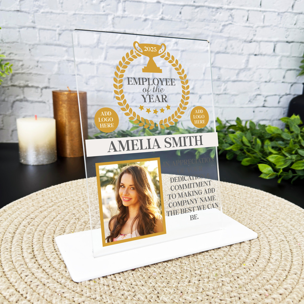 Employee Of The Year Award Gold Wreath Photo Gift Employee Personalised ...