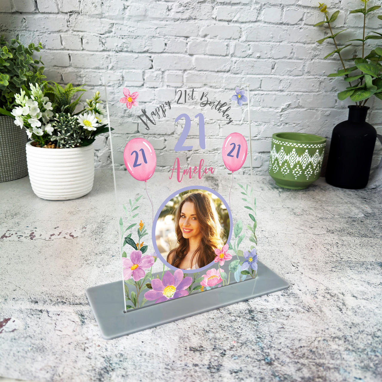 21st Birthday Gift For Female Flower Pink Purple Photo