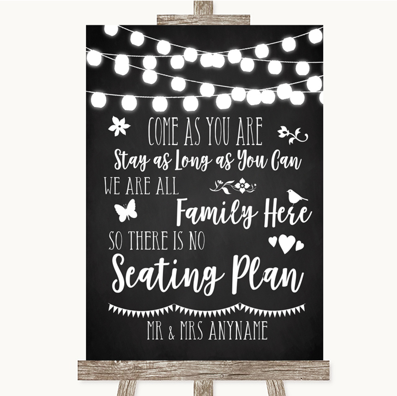 No Seating Chart Wedding Sign