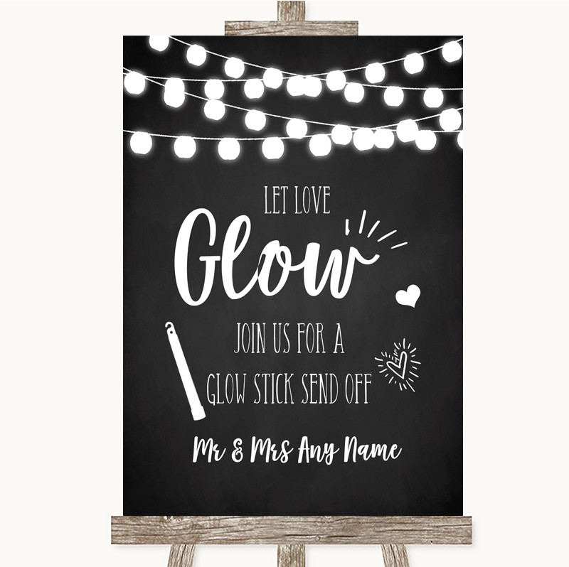 Chalk Style Black & White Lights Jenga Guest Book Personalized Wedding Sign