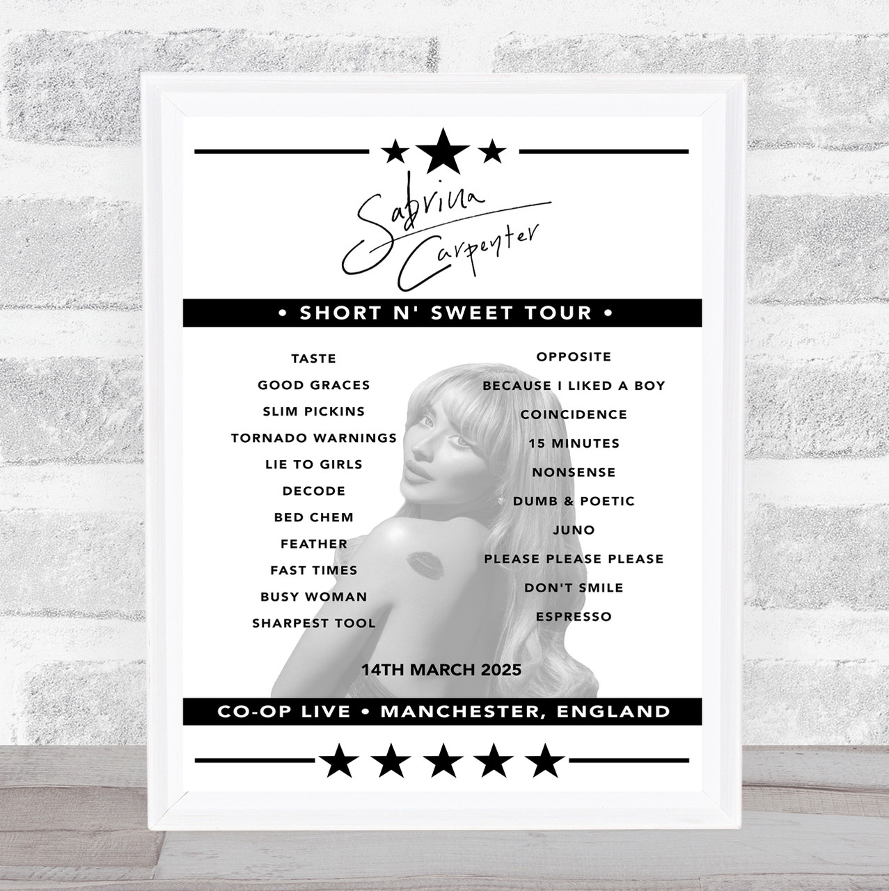 Sabrina Carpenter - Concert Setlist Poster Print Canvas - Co-op