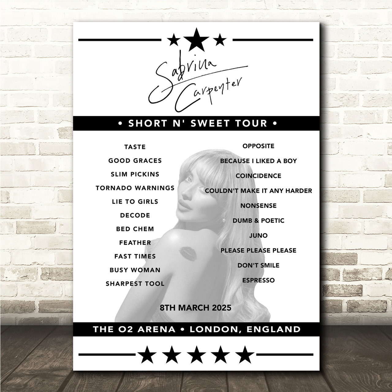 Sabrina Carpenter - Concert Setlist Poster Print Canvas - The O2