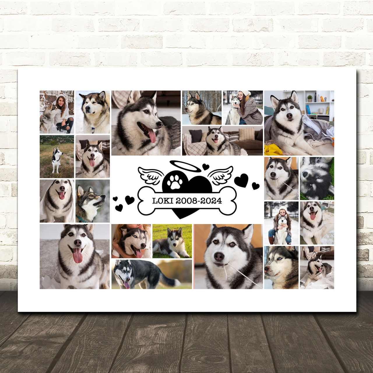 Photo Collage Pets Memorial Gift For Anyone 22-Photo Dog Bone