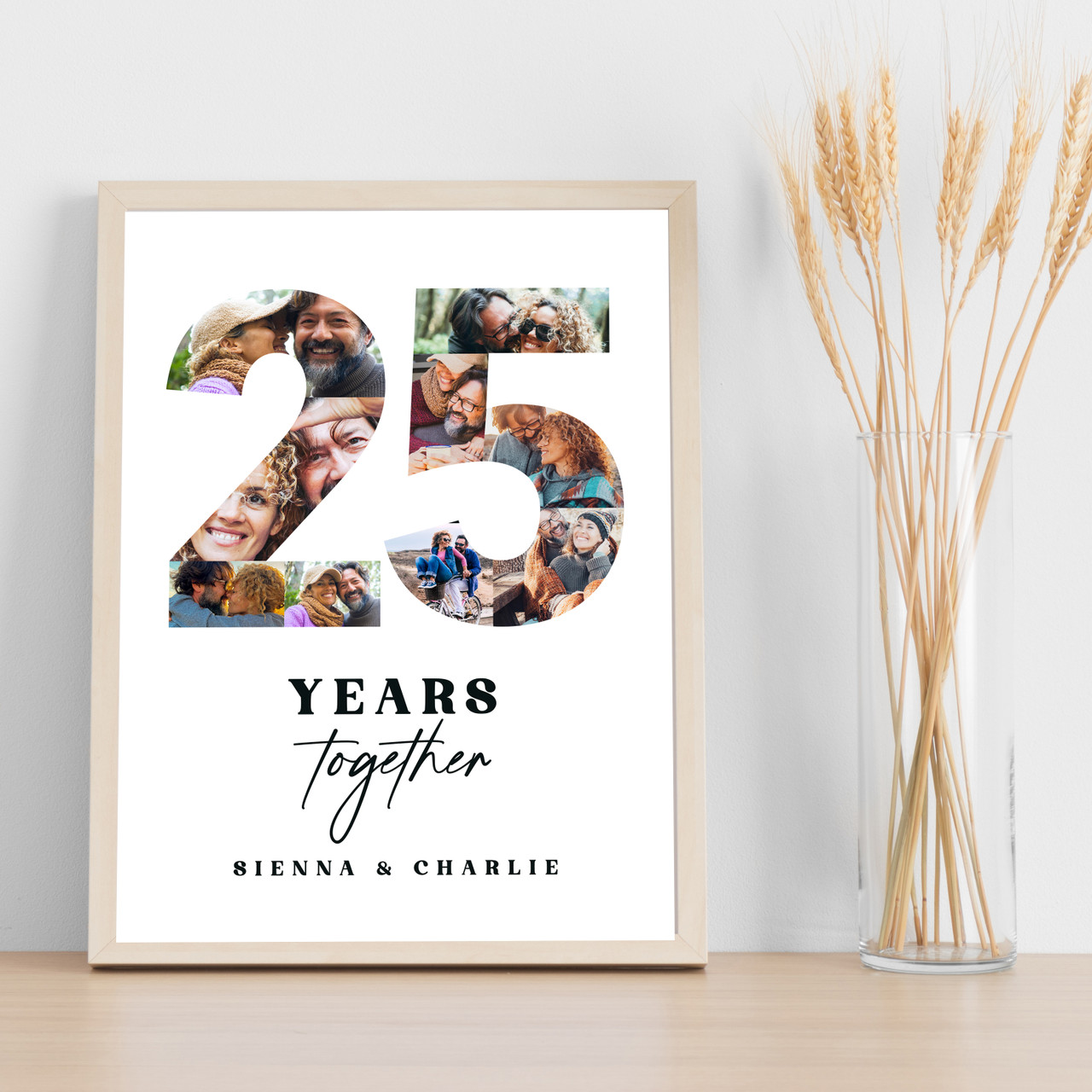 Photo Collage 25th Wedding Anniversary Gift 9-Photo 25 Years