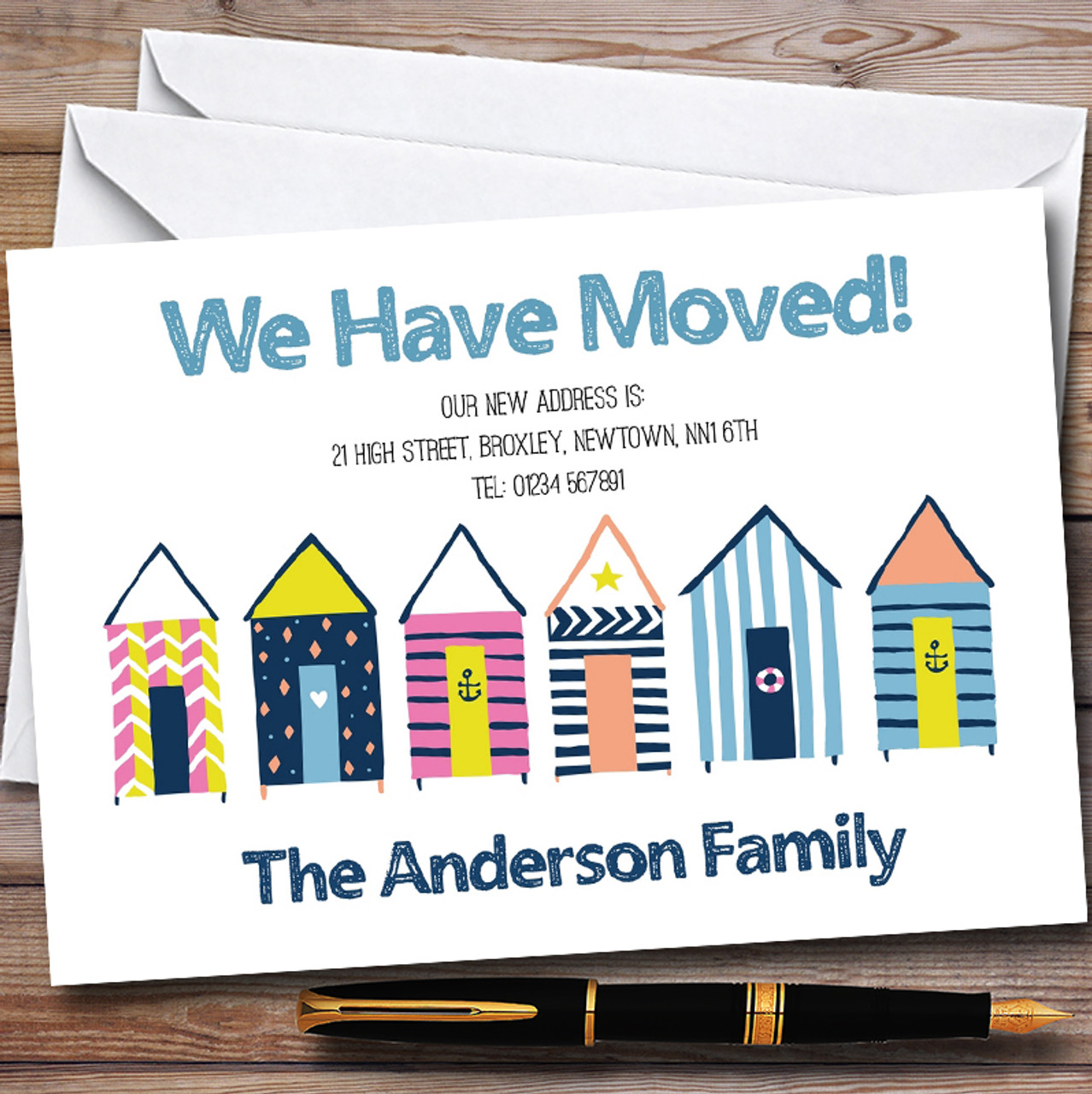 Gapp. Moving address. Moving home address. Happy moving post card. Announcement image.