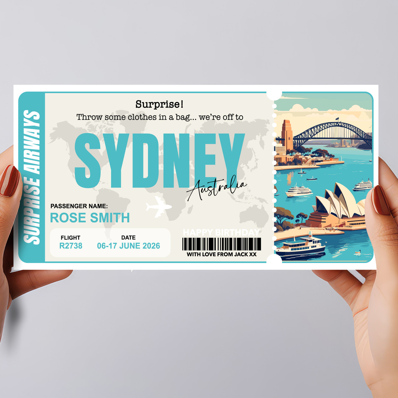 Trip To Sydney Australia Personalised Gift Voucher Surprise Trip ...