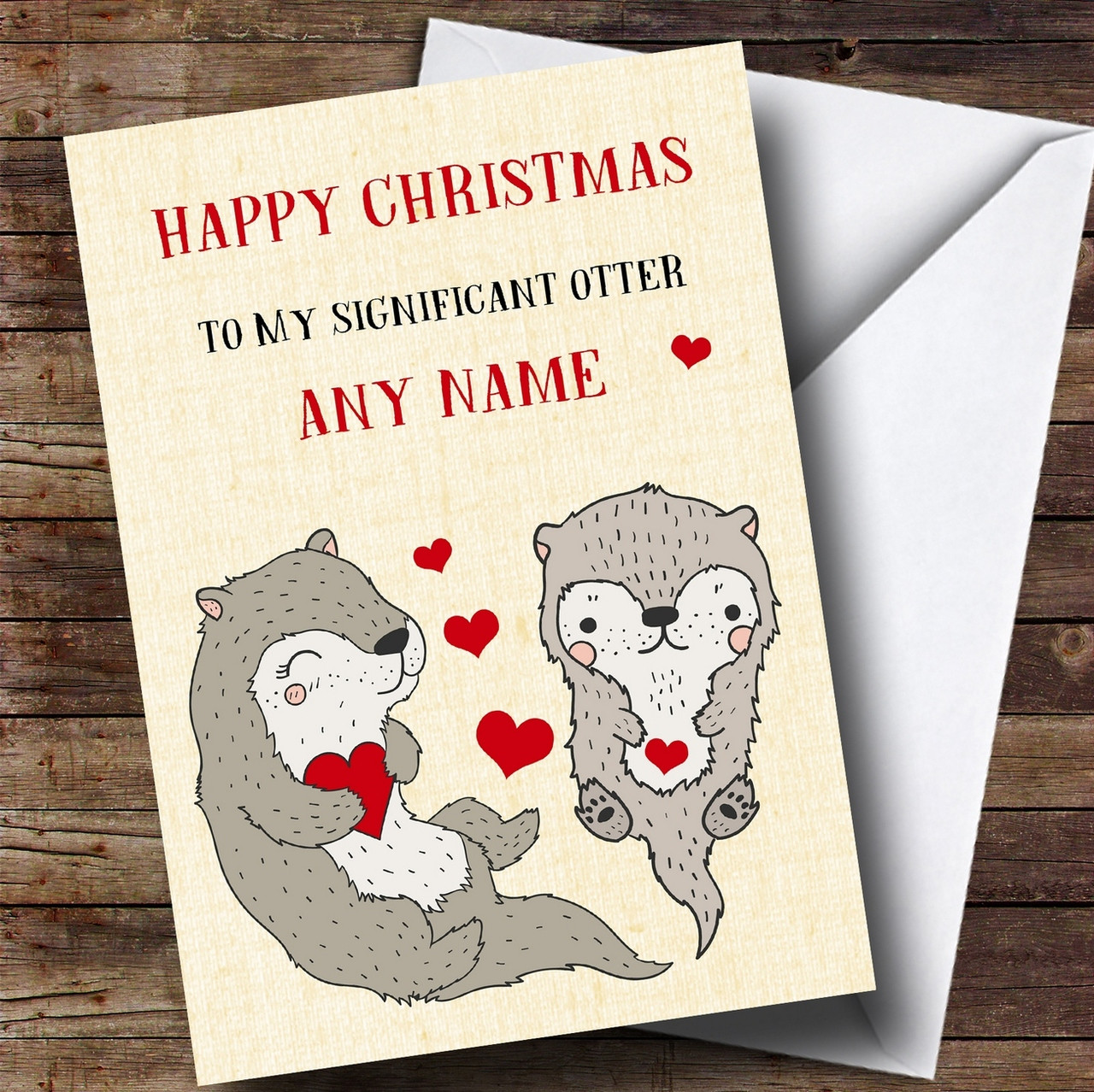 Funny Significant Otter Husband Wife Personalised Christmas Card