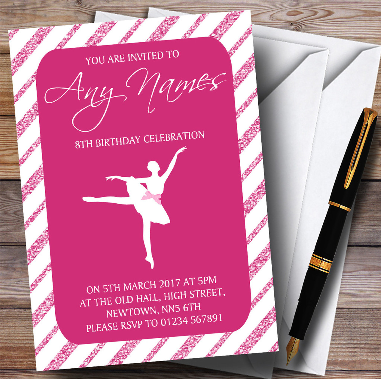 Wenskaarten Briefpapier Pink Purple Ballerina Ballet Childrens Birthday Party Invitations Imaratmujibiah Com