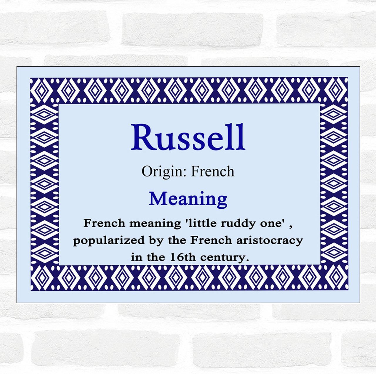 Russell Name Meaning Blue Certificate