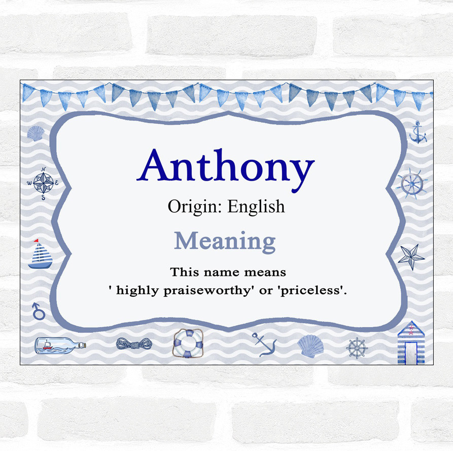 Anthony Name Meaning Nautical Certificate - The Card Zoo
