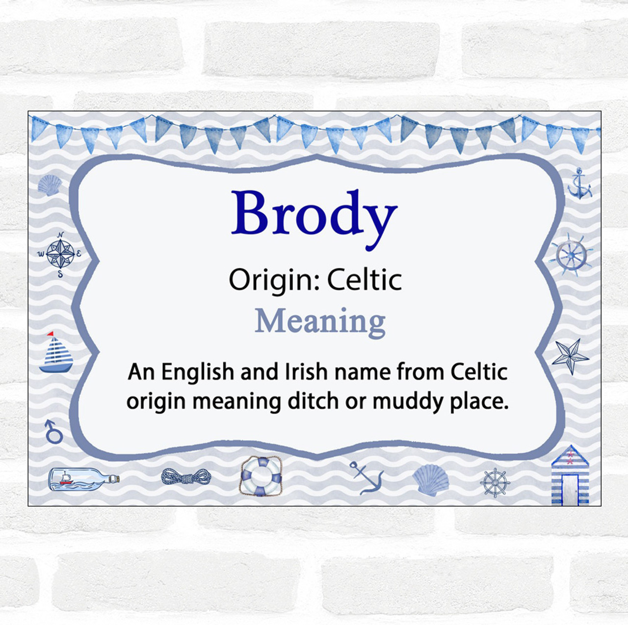 Brody Name Meaning Nautical Certificate The Card Zoo