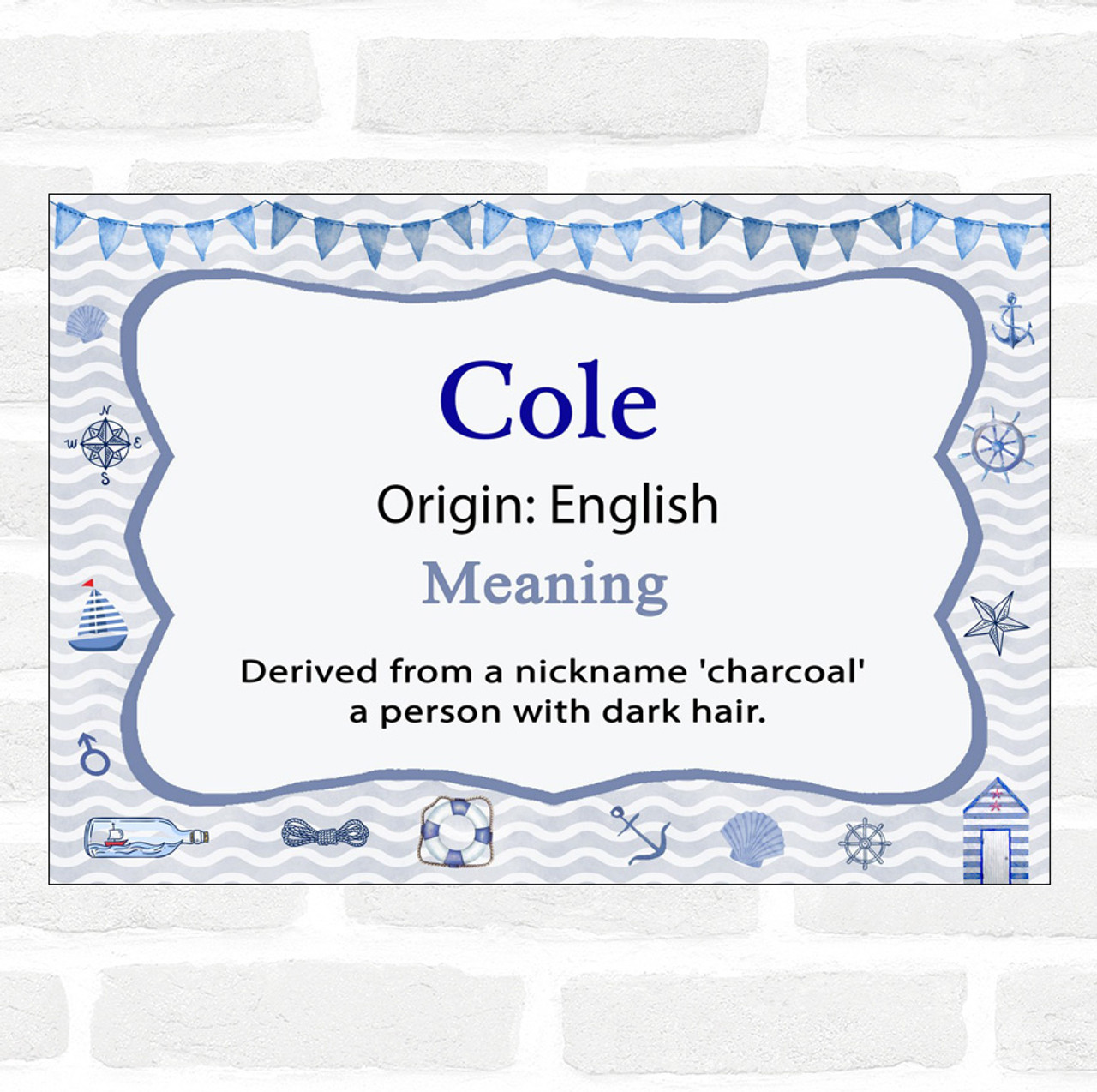 Cole Name Meaning Nautical Certificate - The Card Zoo