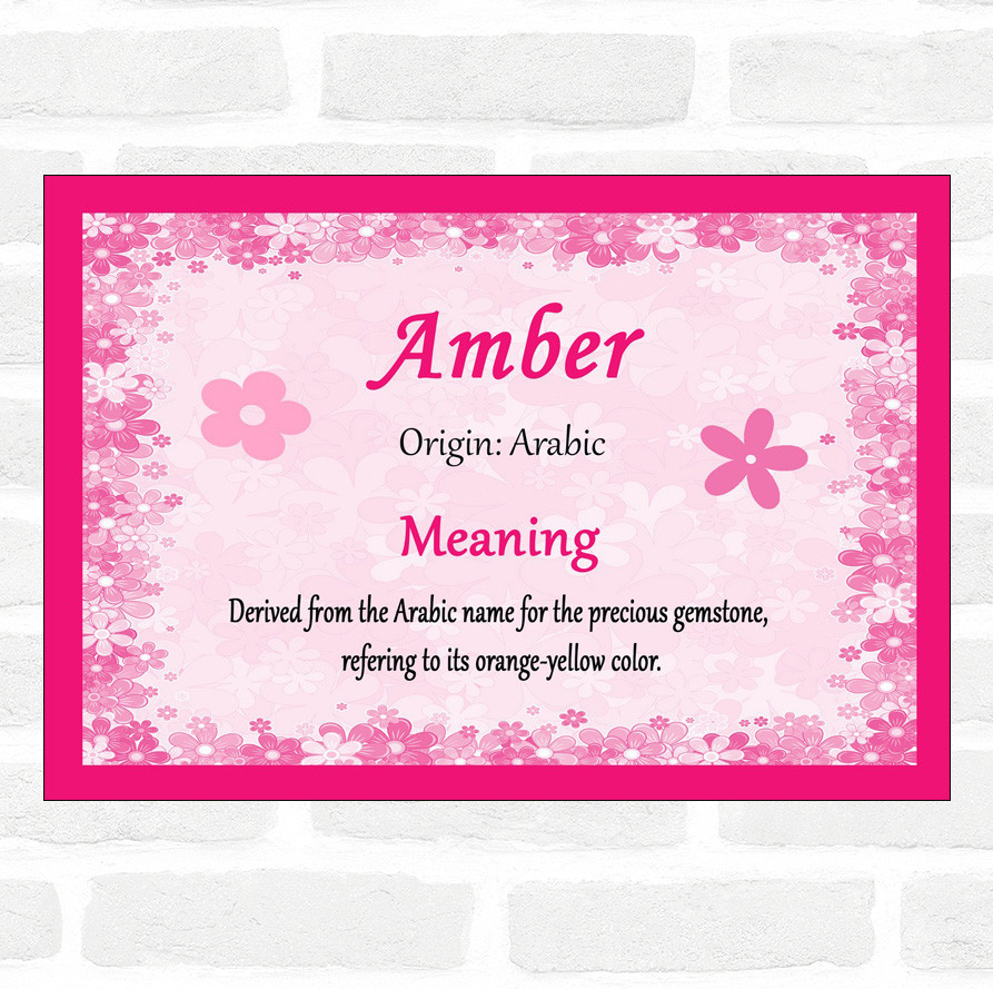 Amber Name Meaning Pink Certificate The Card Zoo