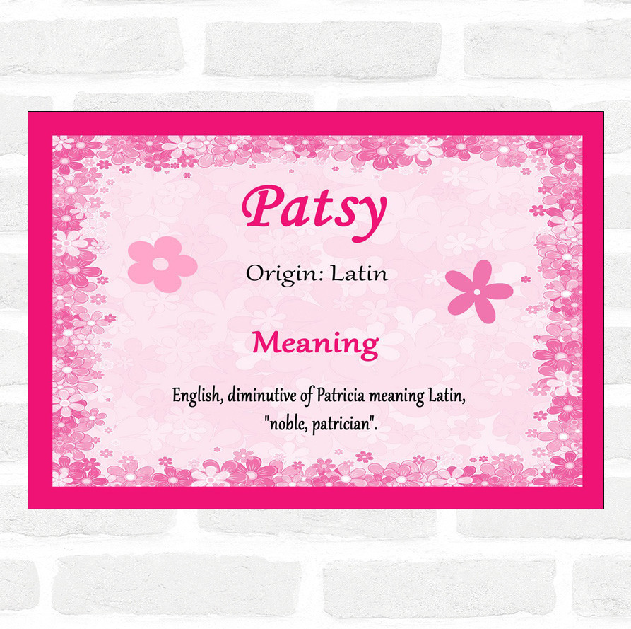 Patsy Name Meaning Pink Certificate - The Card Zoo