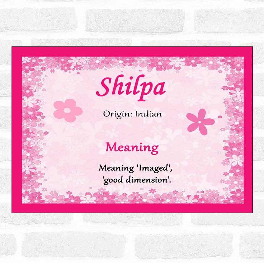 Shilpa Name Meaning Pink Certificate The Card Zoo