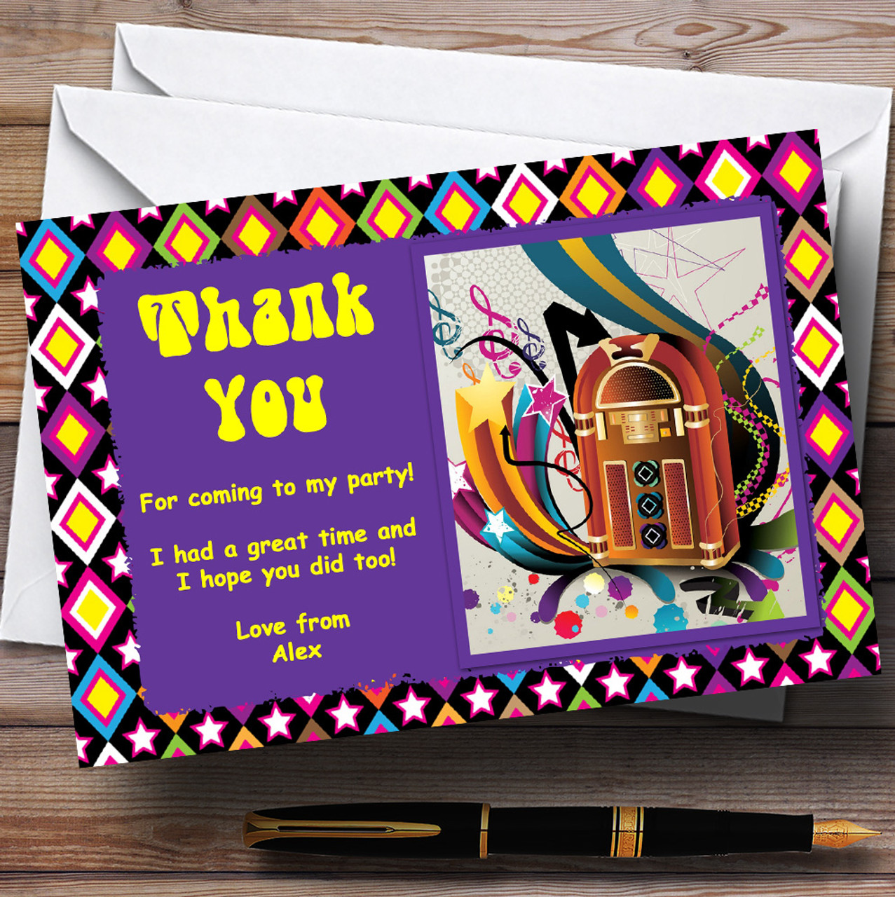 Music Personalised Thank You Greetings Card