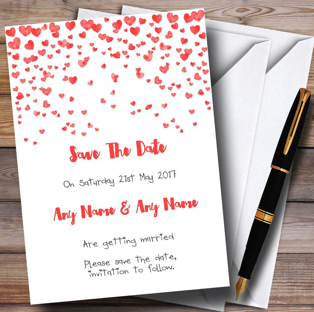 100 x Save the Date Cards Wedding Love Birds Tree Hearts A6 Personalised