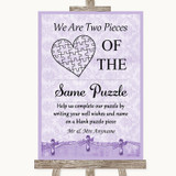 Lilac Shabby Chic Puzzle Piece Guest Book Personalised Wedding Sign