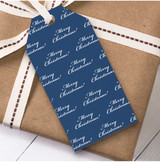 Navy Blue Text Christmas Gift Tags