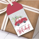 Car With Tree Christmas Gift Tags