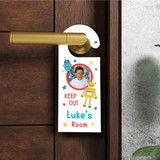 Personalized Robot Kids Childs Bedroom Boy Photo Sign Personalised Door Hanger