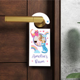 Personalized Cat Girl Kids Childs Bedroom Photo Sign Personalised Door Hanger